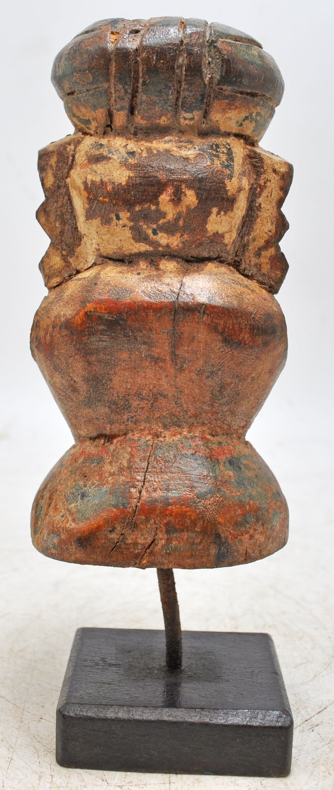 Vintage Wooden Man Figurine on Stand Original Old Hand Carved Painted