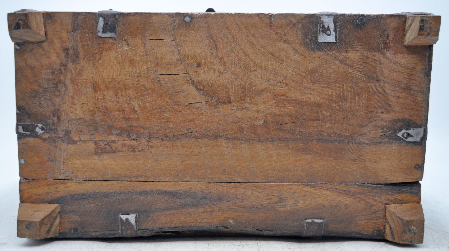 Vintage Wooden Half Round Top Storage Chest Box Original Old Hand Carved