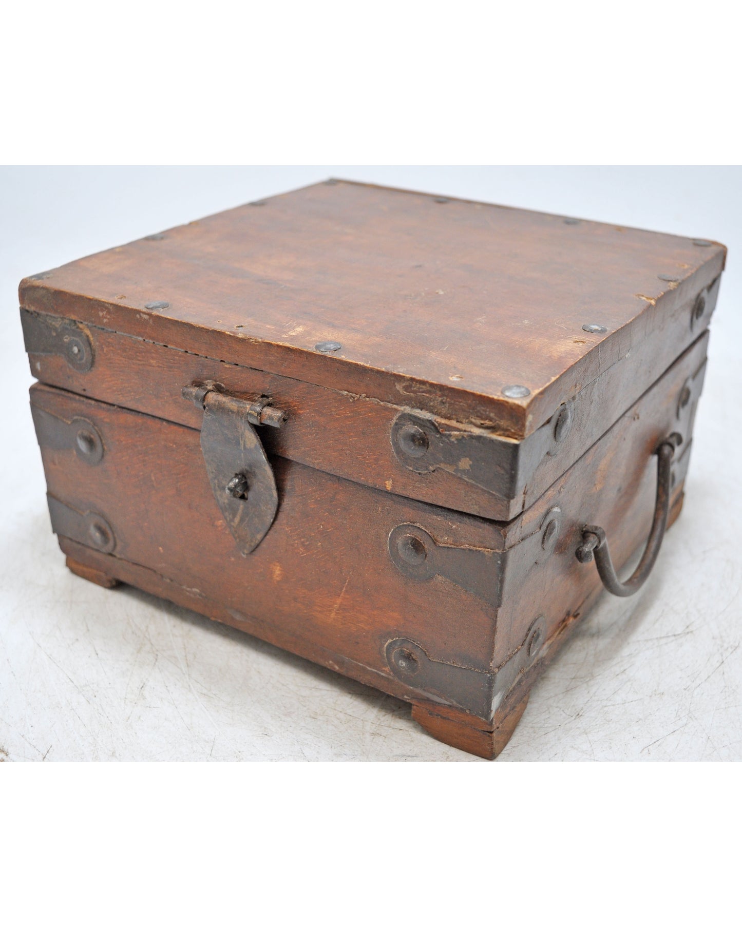Vintage Wooden Square Storage Chest Box Original Old Hand Crafted
