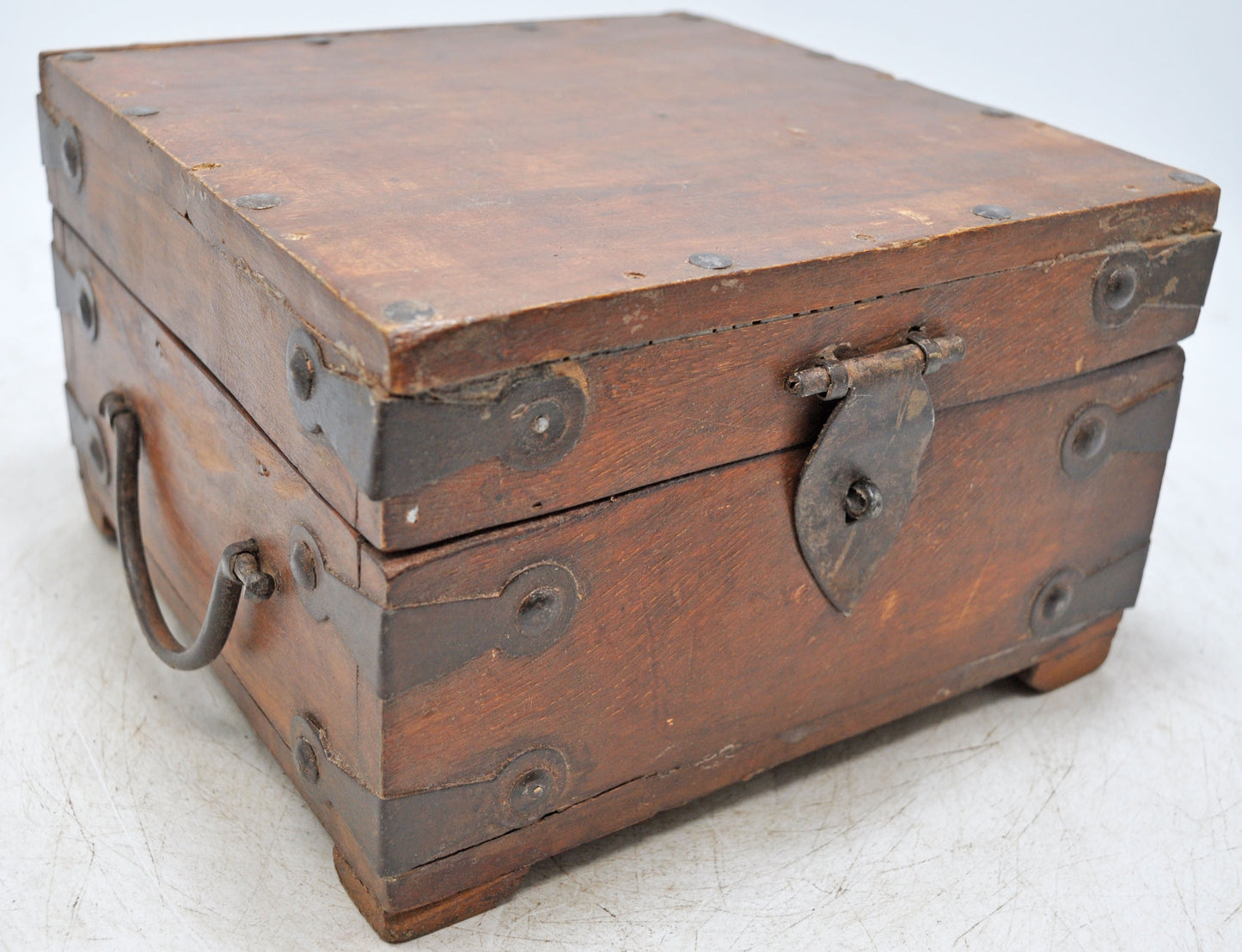 Vintage Wooden Square Storage Chest Box Original Old Hand Crafted