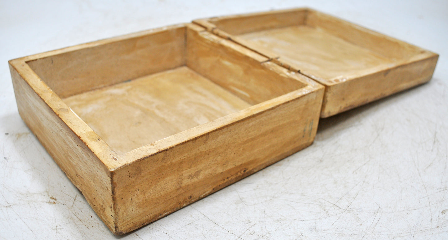 Vintage Wooden Square Storage Chest Box Original Old Hand Crafted