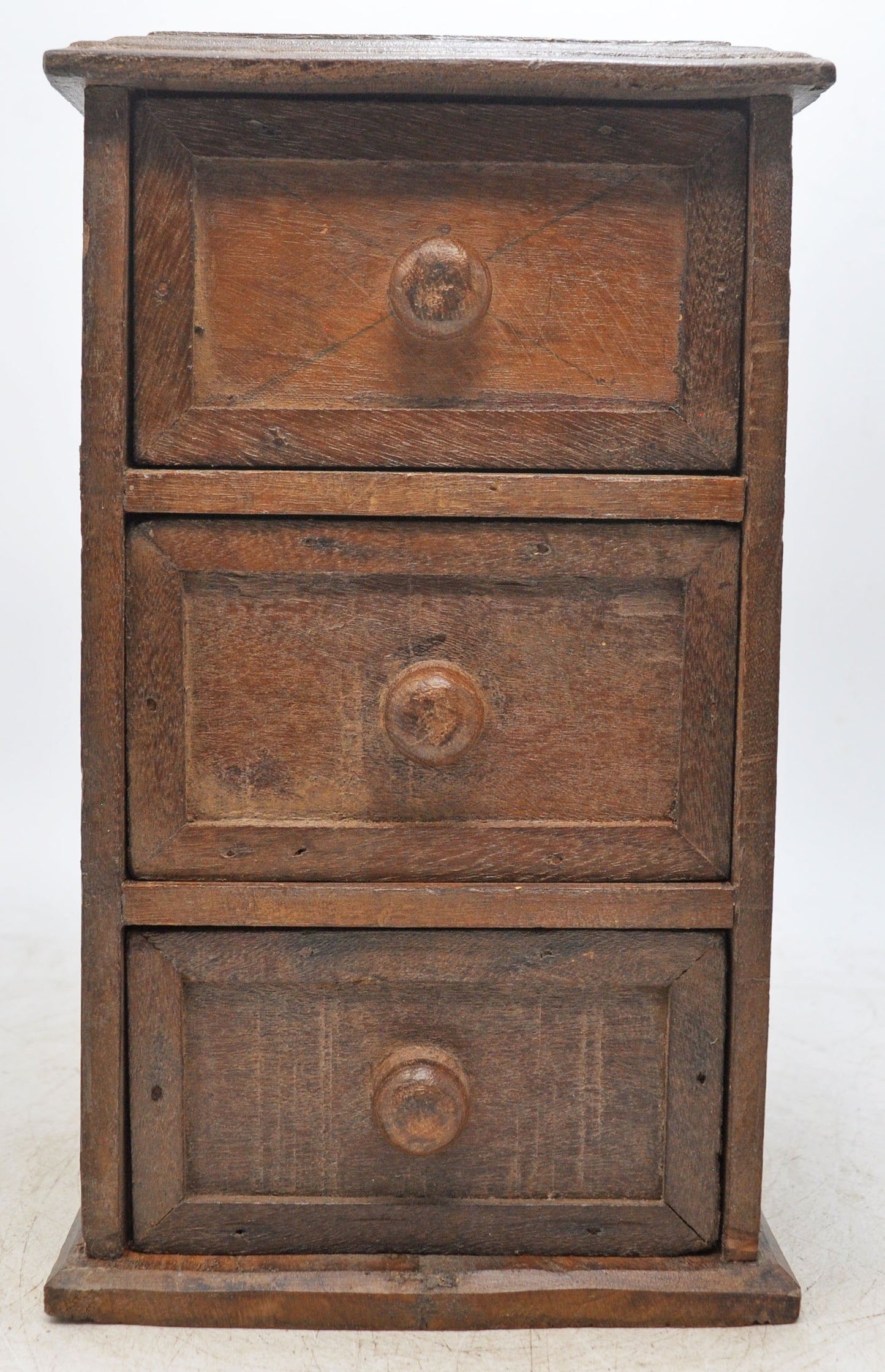 Vintage Wooden Tall 3 Drawer Storage Box Chest Original Old Hand Crafted