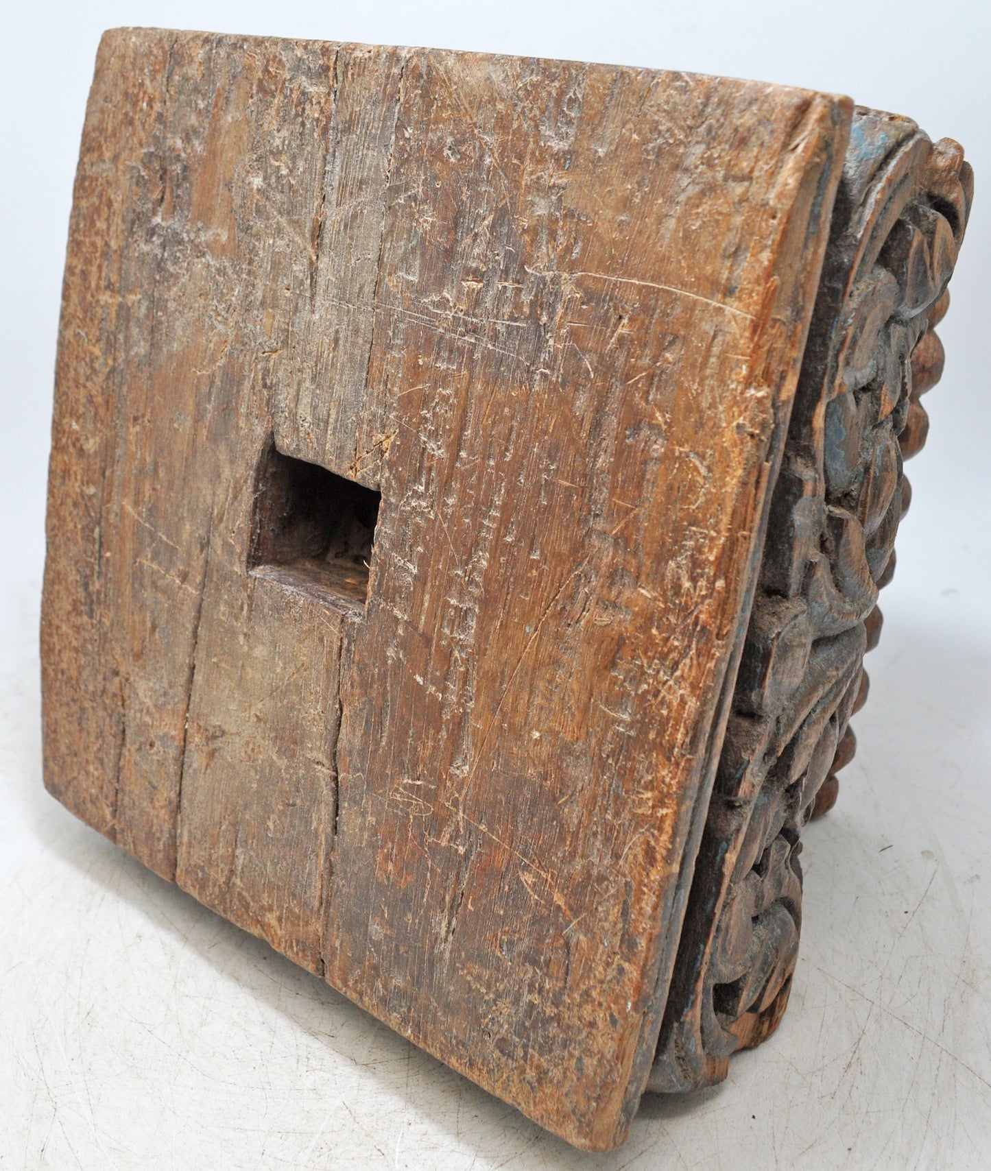 Antique Wooden Pillar Column Base Candle Holder Original Old Fine Hand Carved