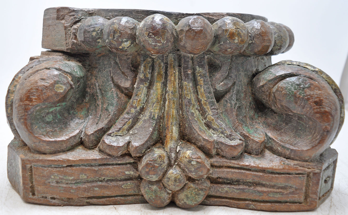 Antique Wooden Pillar Column Base Candle Holder Original Old Fine Hand Carved