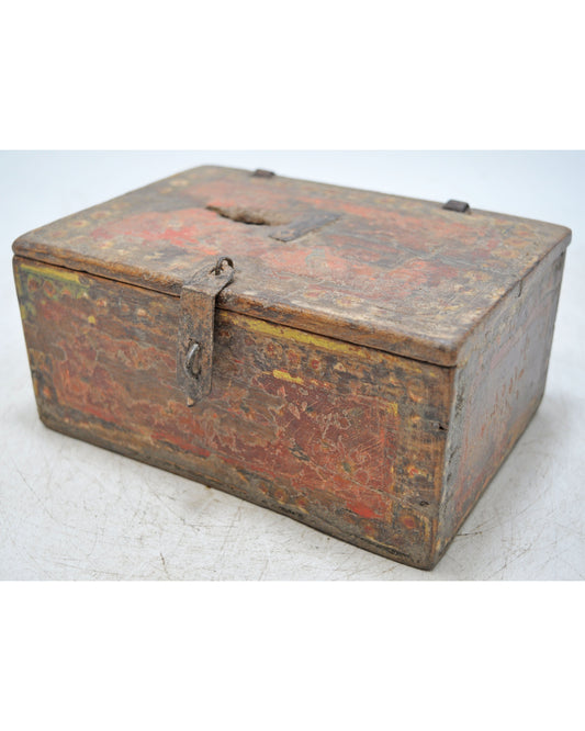 Antique Wooden Cash Galla Box Original Old Hand Crafted Fine Painted