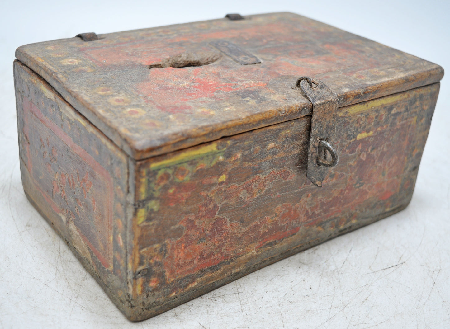 Antique Wooden Cash Galla Box Original Old Hand Crafted Fine Painted