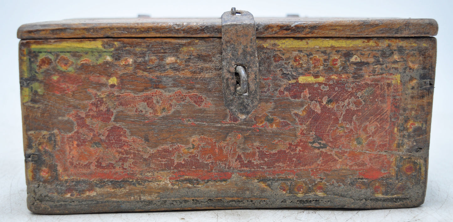 Antique Wooden Cash Galla Box Original Old Hand Crafted Fine Painted
