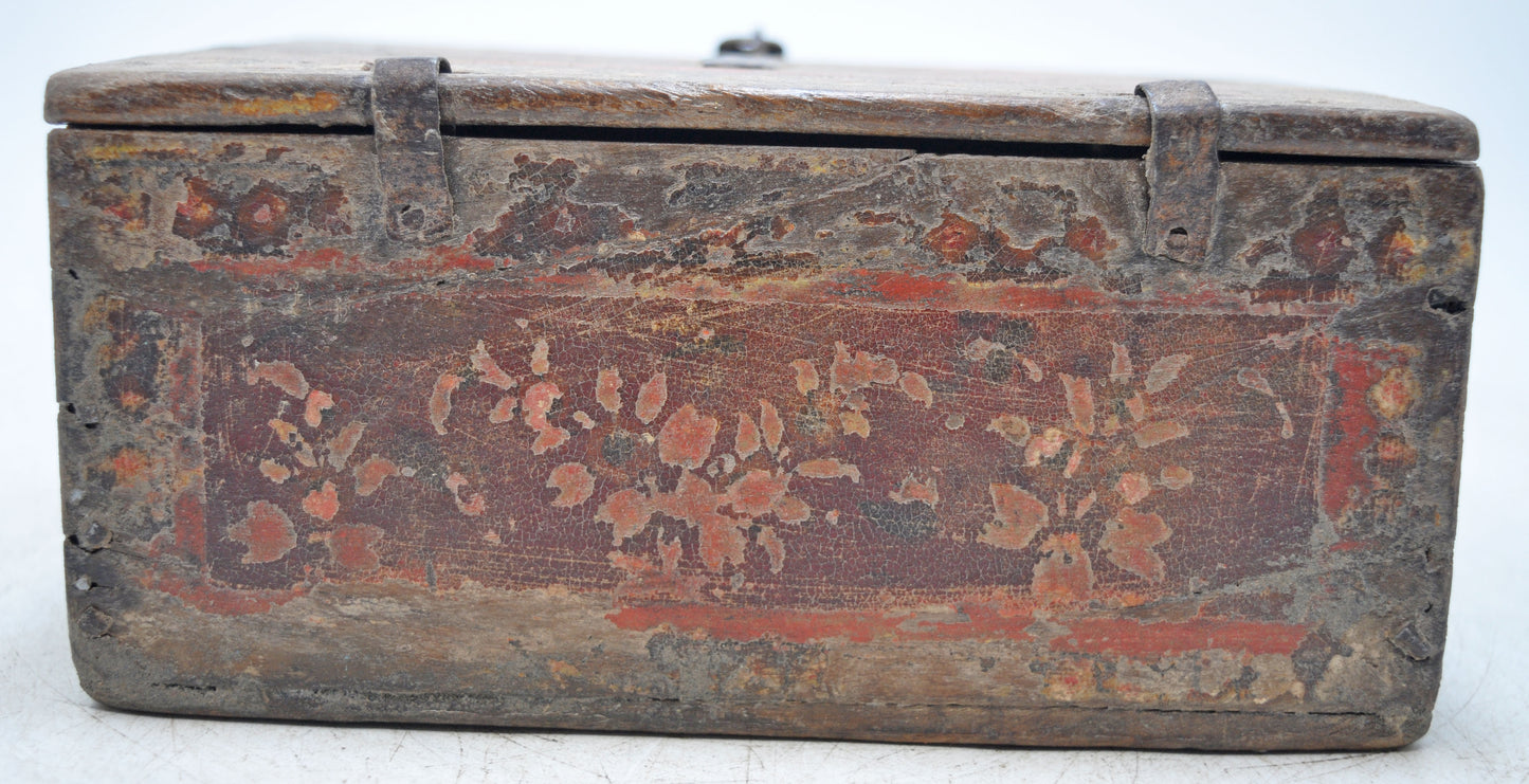 Antique Wooden Cash Galla Box Original Old Hand Crafted Fine Painted
