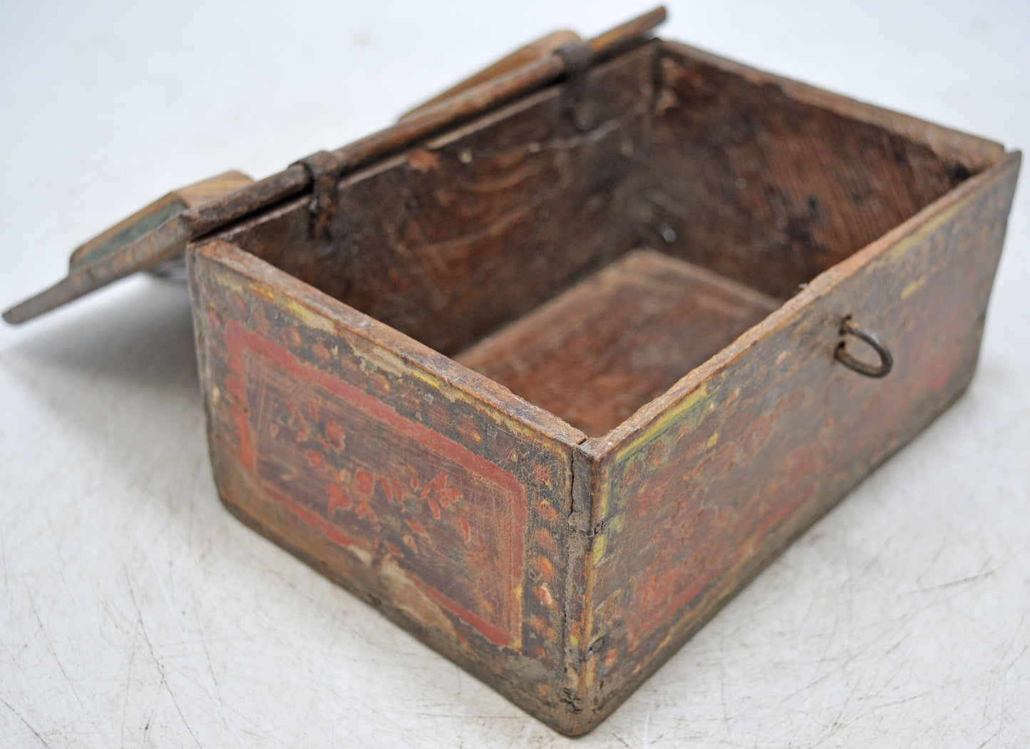 Antique Wooden Cash Galla Box Original Old Hand Crafted Fine Painted