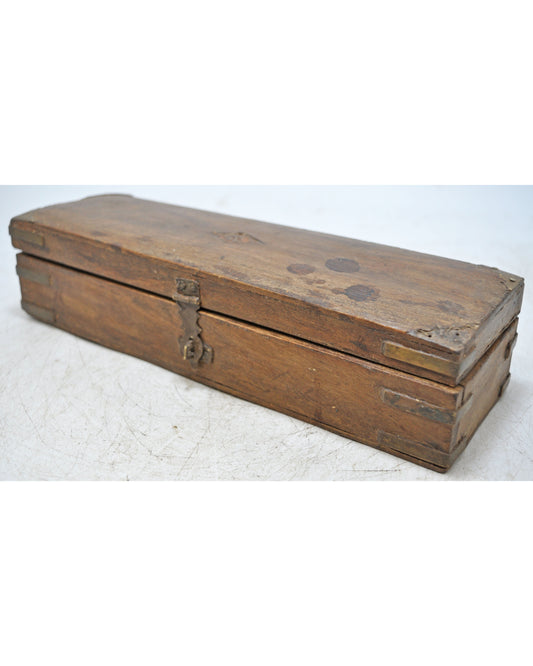 Antique Wooden Pencil Stationary Box Original Old Hand Crafted