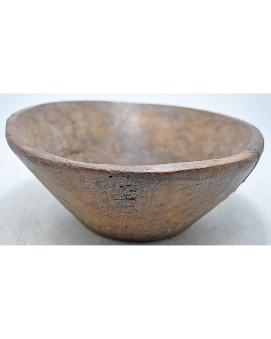 Antique Wooden Roung Dough Kneading Parat Bowl Original Old Hand Carved