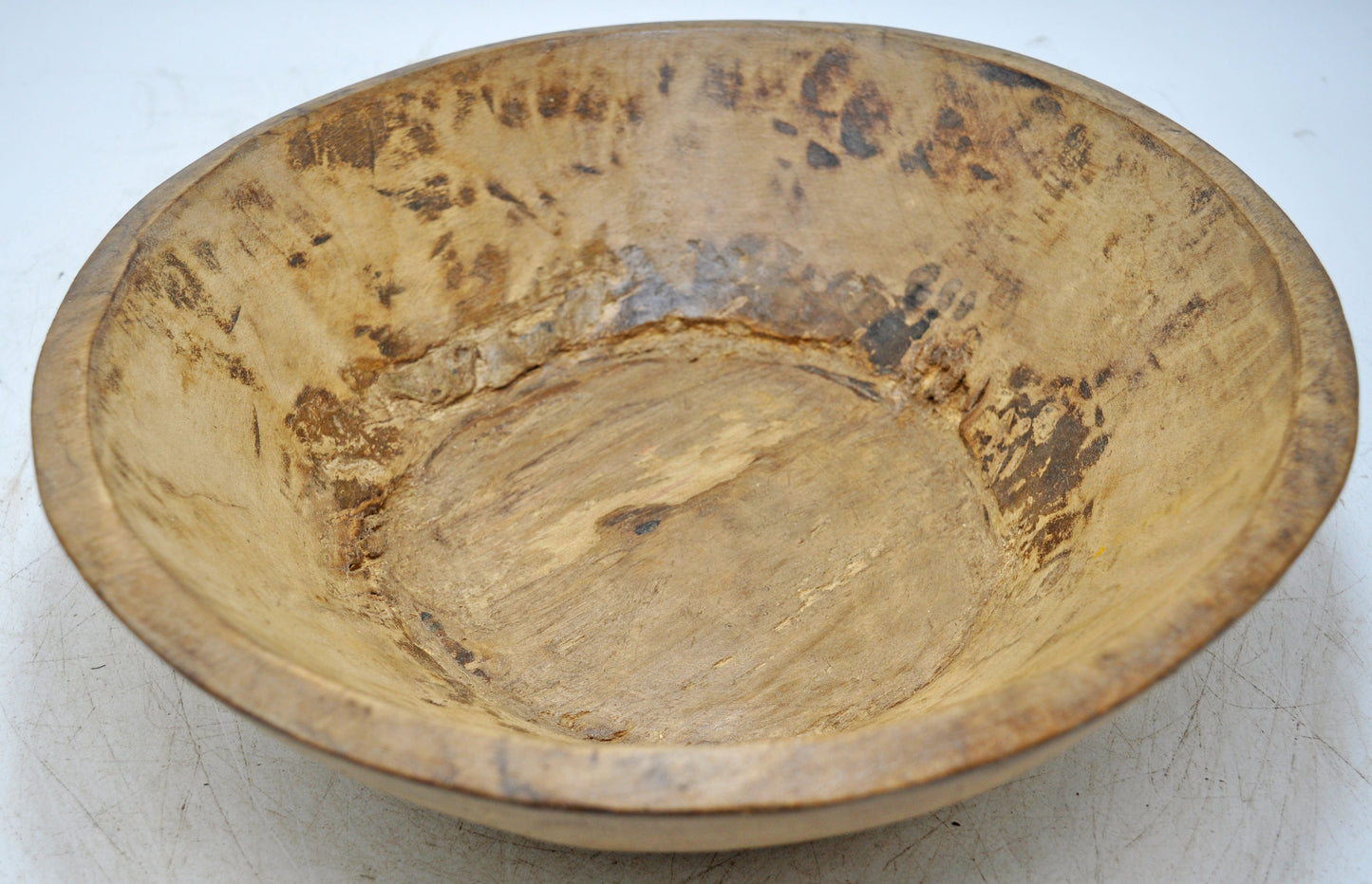 Antique Wooden Roung Dough Kneading Parat Bowl Original Old Hand Carved