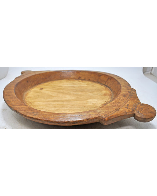 Antique Wooden Roung Dough Kneading Parat Bowl Original Old Hand Carved