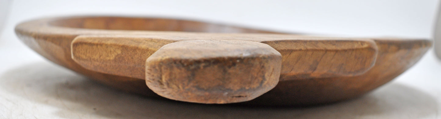 Antique Wooden Roung Dough Kneading Parat Bowl Original Old Hand Carved