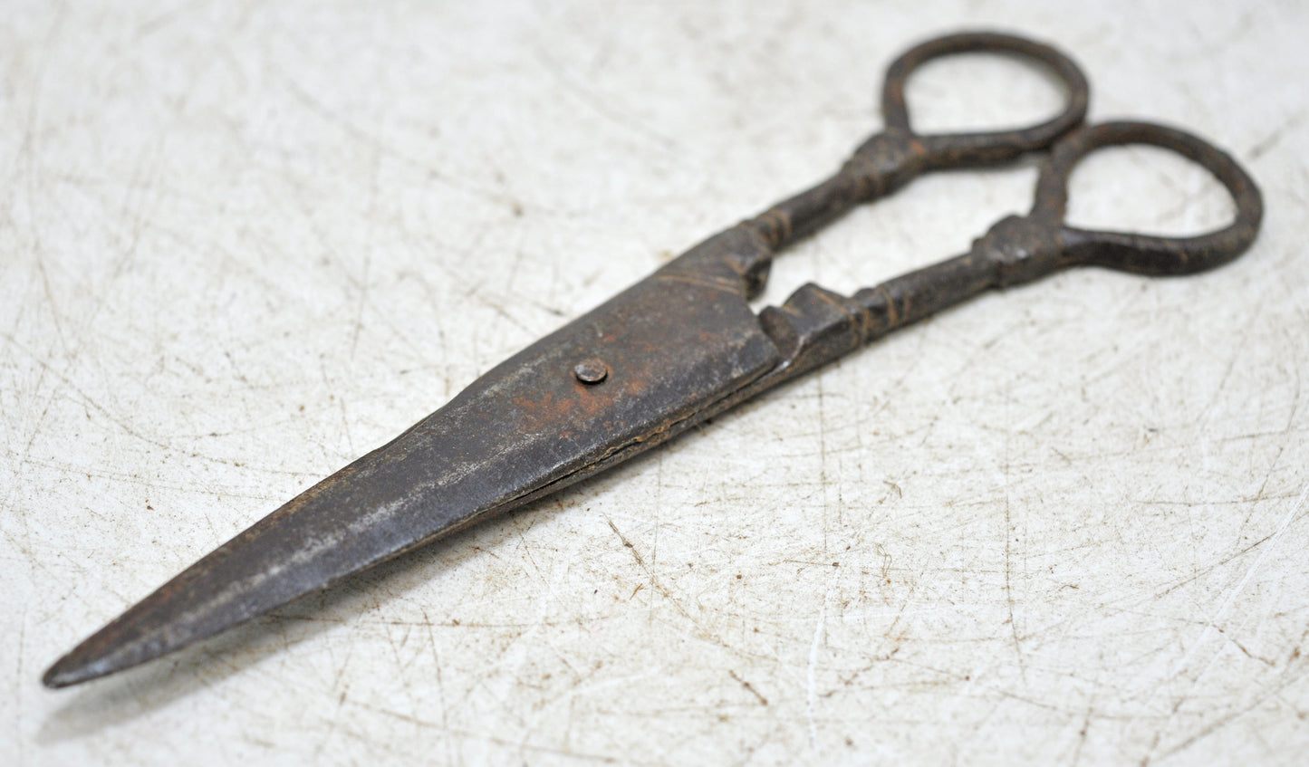Antique Iron Small Scissors Original Old Hand Crafted Engraved