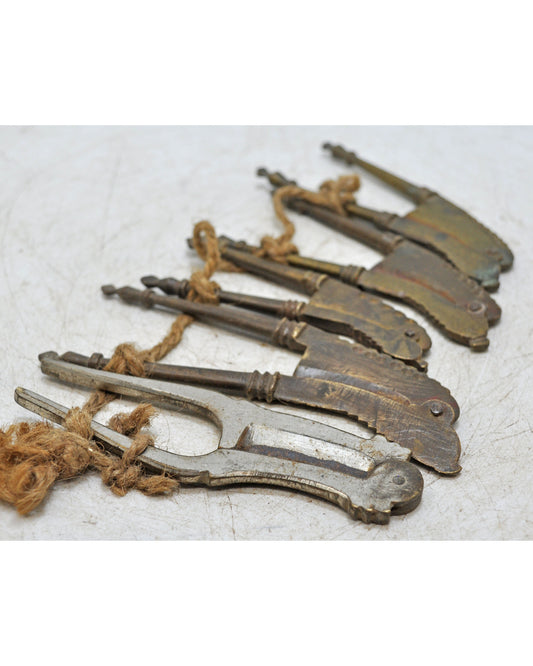 Lot of 5 Antique Brass Betel Nut Cutter Sarota Original Old Hand Crafted Engraved