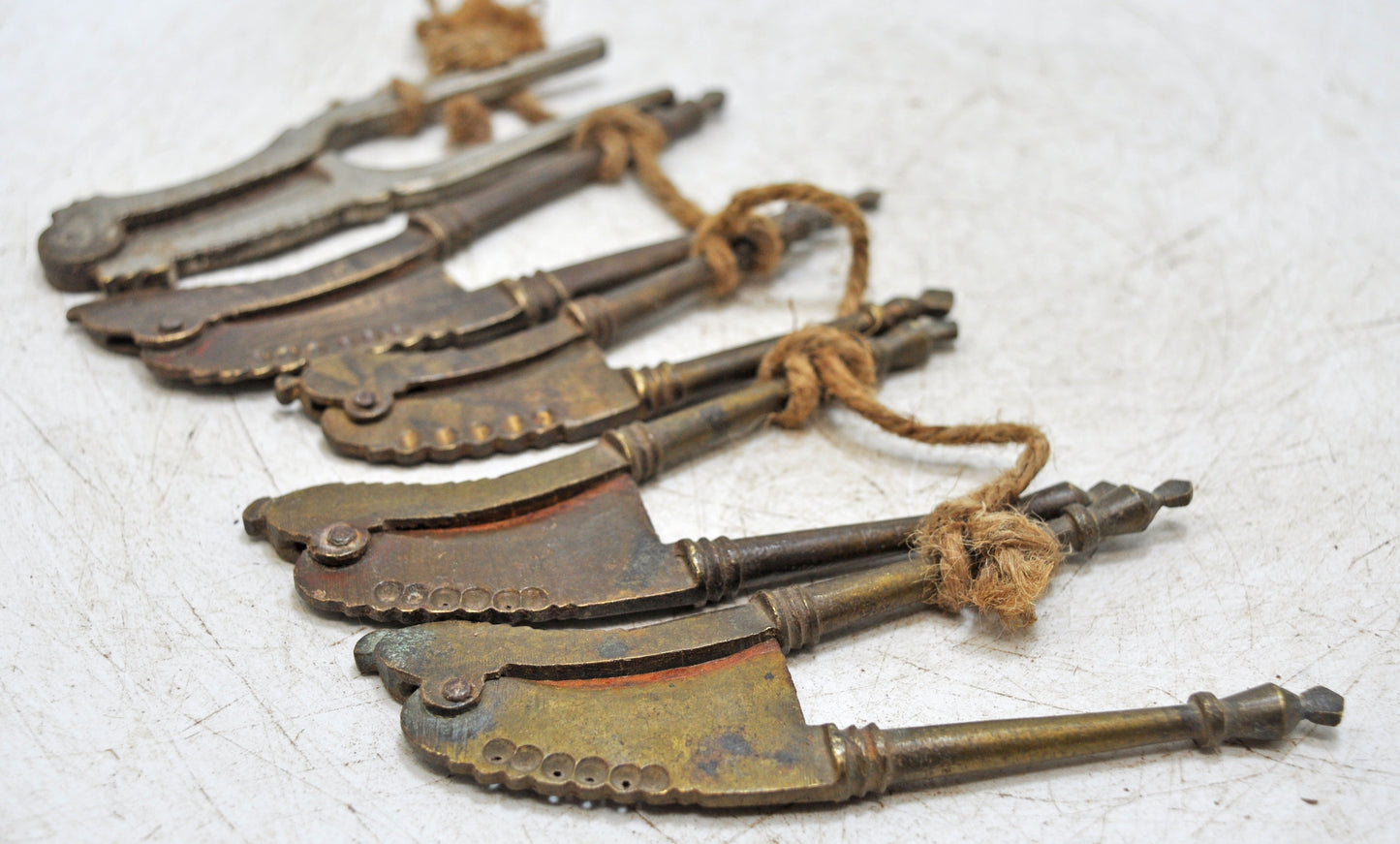 Lot of 5 Antique Brass Betel Nut Cutter Sarota Original Old Hand Crafted Engraved