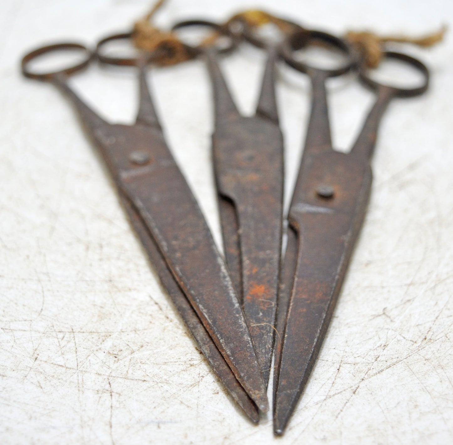 Lot of 3 Antique Iron Small Scissors Original Old Hand Crafted Engraved