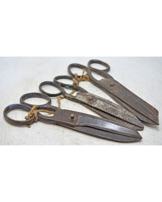Lot of 3 Antique Iron Old Long Tailor's Scissors Original Old Hand Crafted