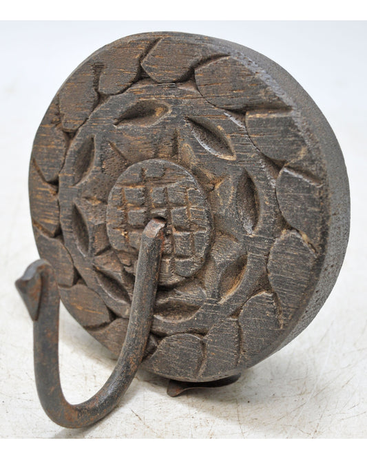 Vintage Wooden Wall Décor 1 Hook Hanger Original Old Hand Carved