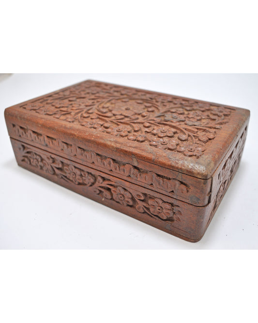 Vntage Wooden Small Storage Box Original Old Fine Hand Carved
