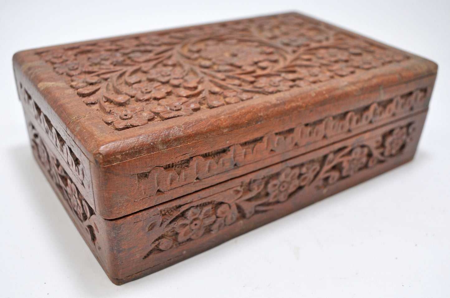 Vntage Wooden Small Storage Box Original Old Fine Hand Carved