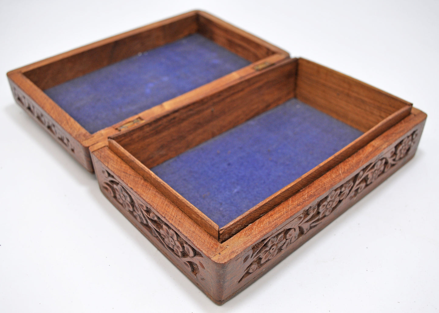 Vntage Wooden Small Storage Box Original Old Fine Hand Carved