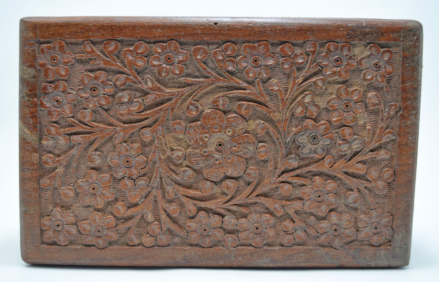 Vntage Wooden Small Storage Box Original Old Fine Hand Carved
