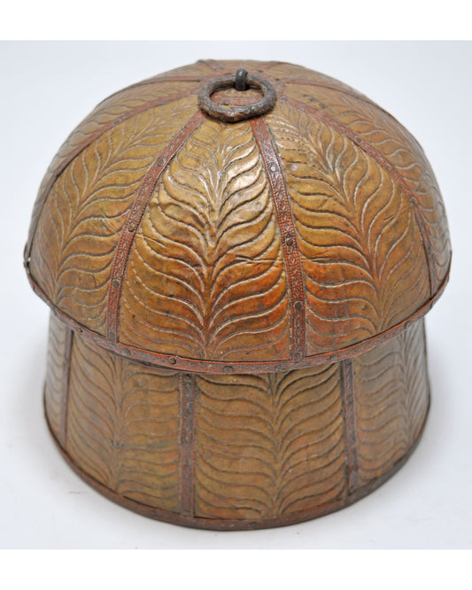 Vintage Wooden Round Kum Kum Powder Tika Box Original Old Brass Fitted