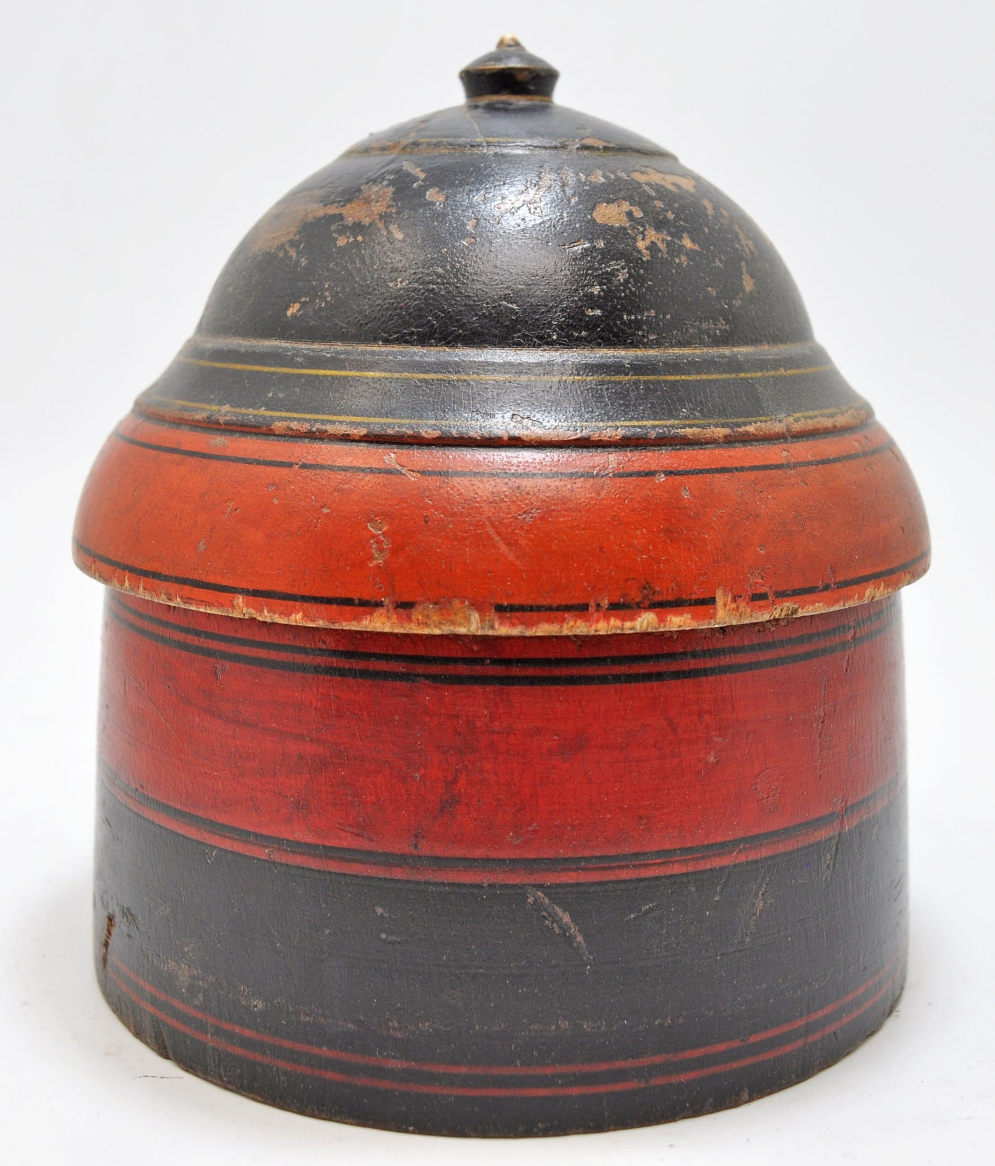 Antique Wooden Lacquer Painted Candy Box Original Old Hand Carved