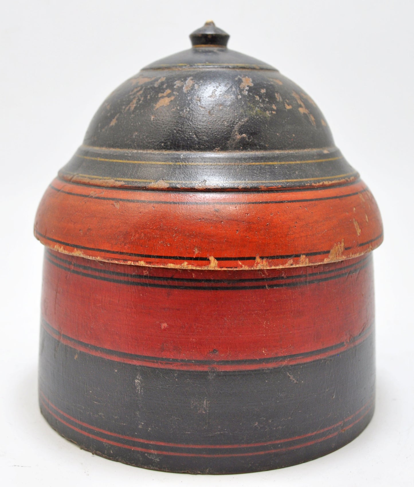 Antique Wooden Lacquer Painted Candy Box Original Old Hand Carved