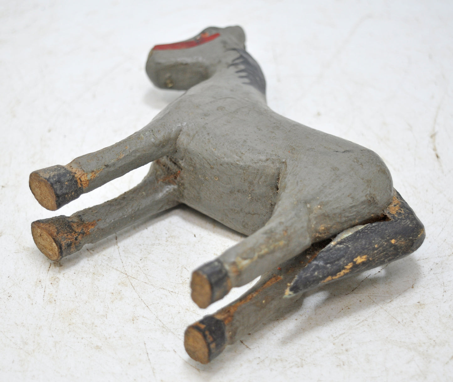 Hand Carved Wooden Standing Horse Figurine Rustic Painted