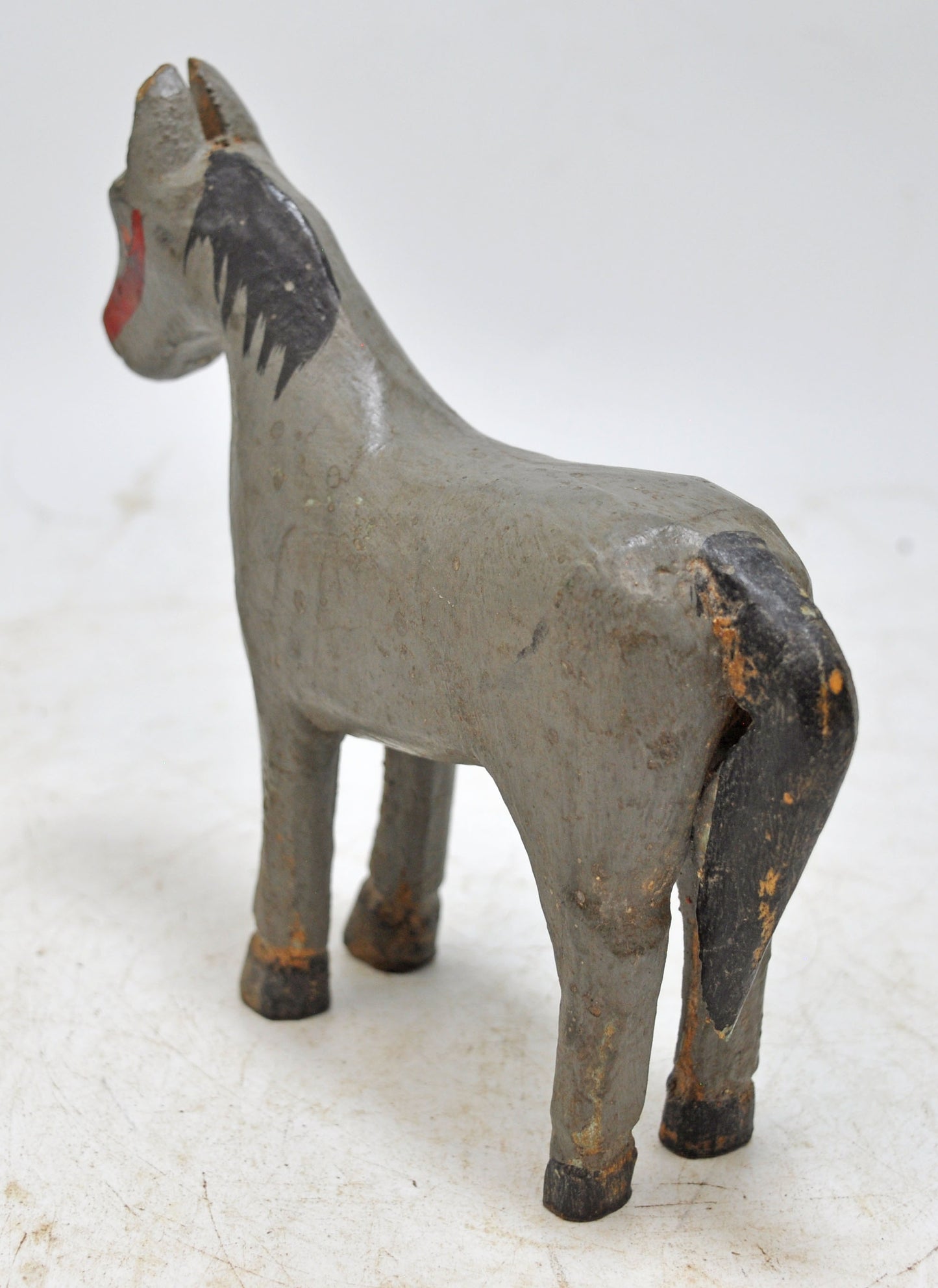Hand Carved Wooden Standing Horse Figurine Rustic Painted