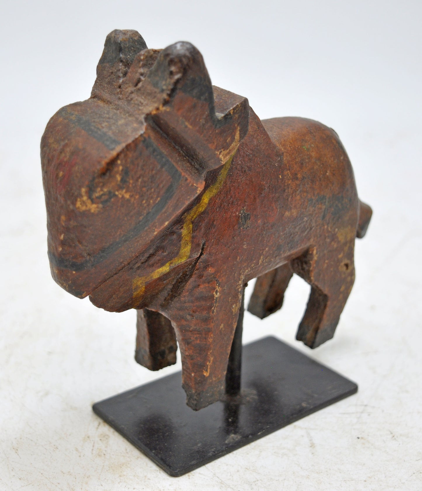 Antique Wooden Holy Cow Nandi Figurine Original Old Hand Carved