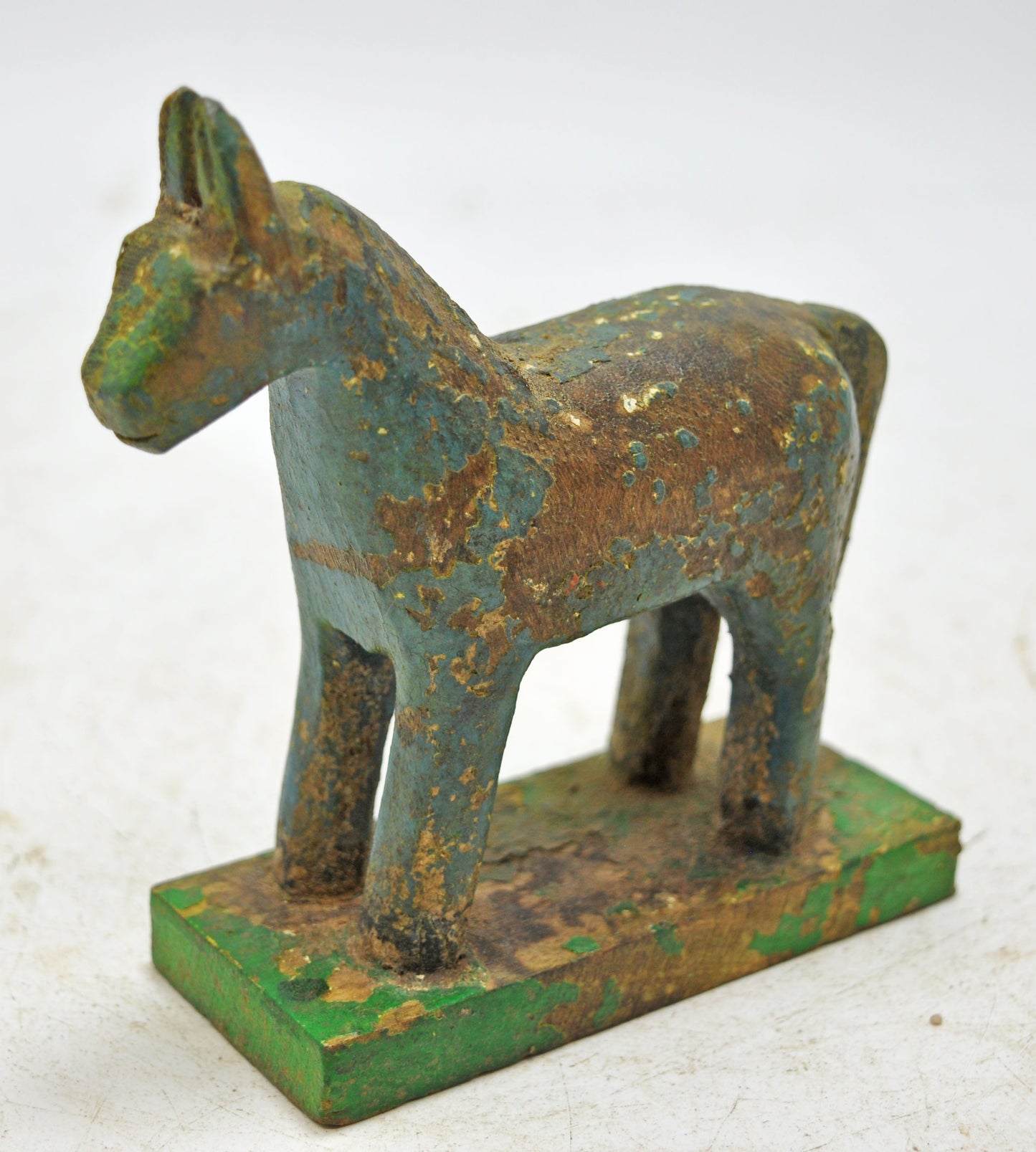 Hand Carved Wooden Small Size Standing Horse Figurine Rustic Hand Painted