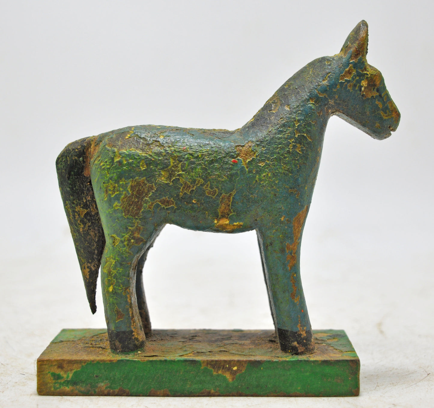 Hand Carved Wooden Small Size Standing Horse Figurine Rustic Hand Painted