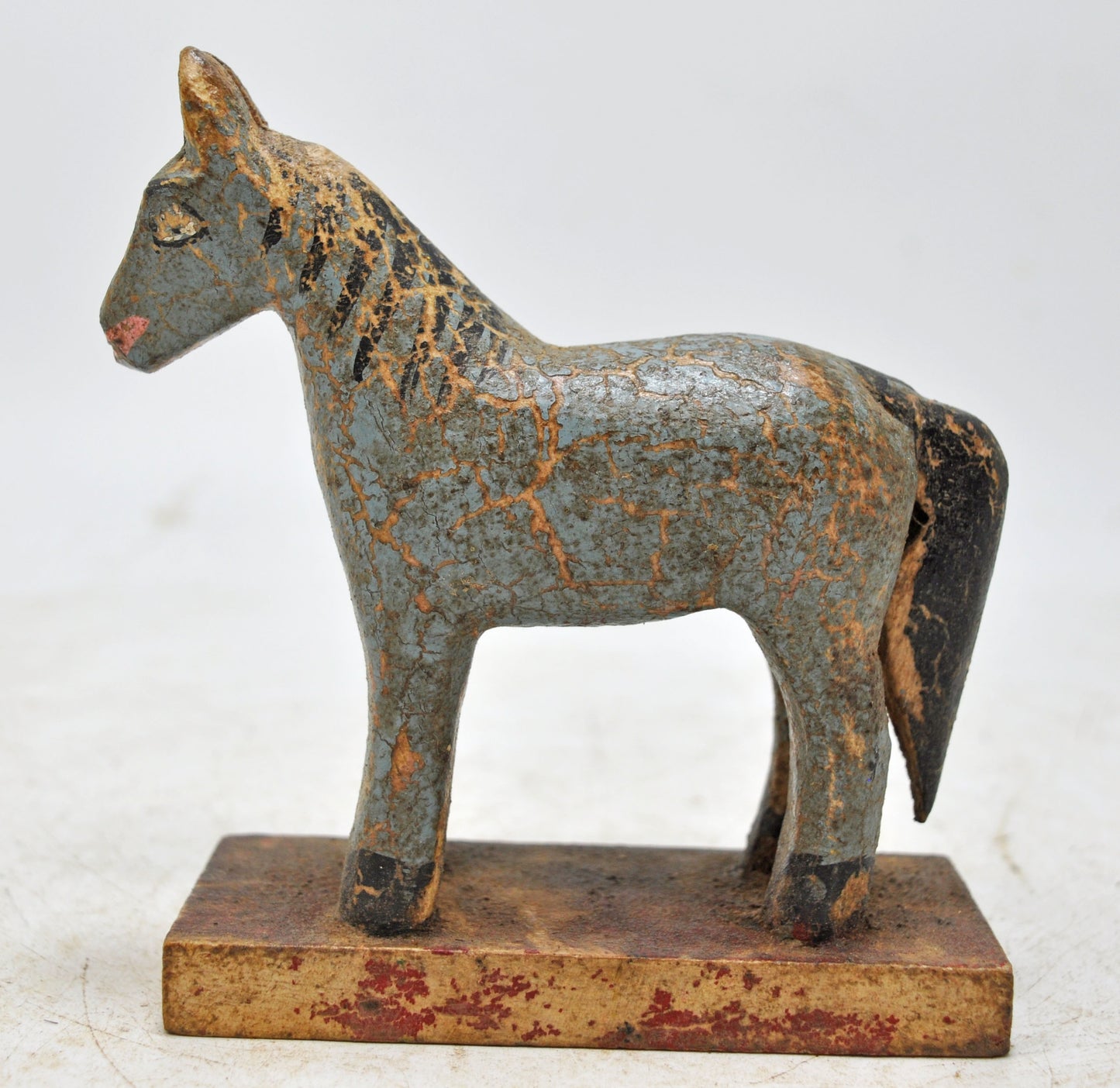 Hand Carved Wooden Small Size Standing Horse Figurine Rustic Hand Painted