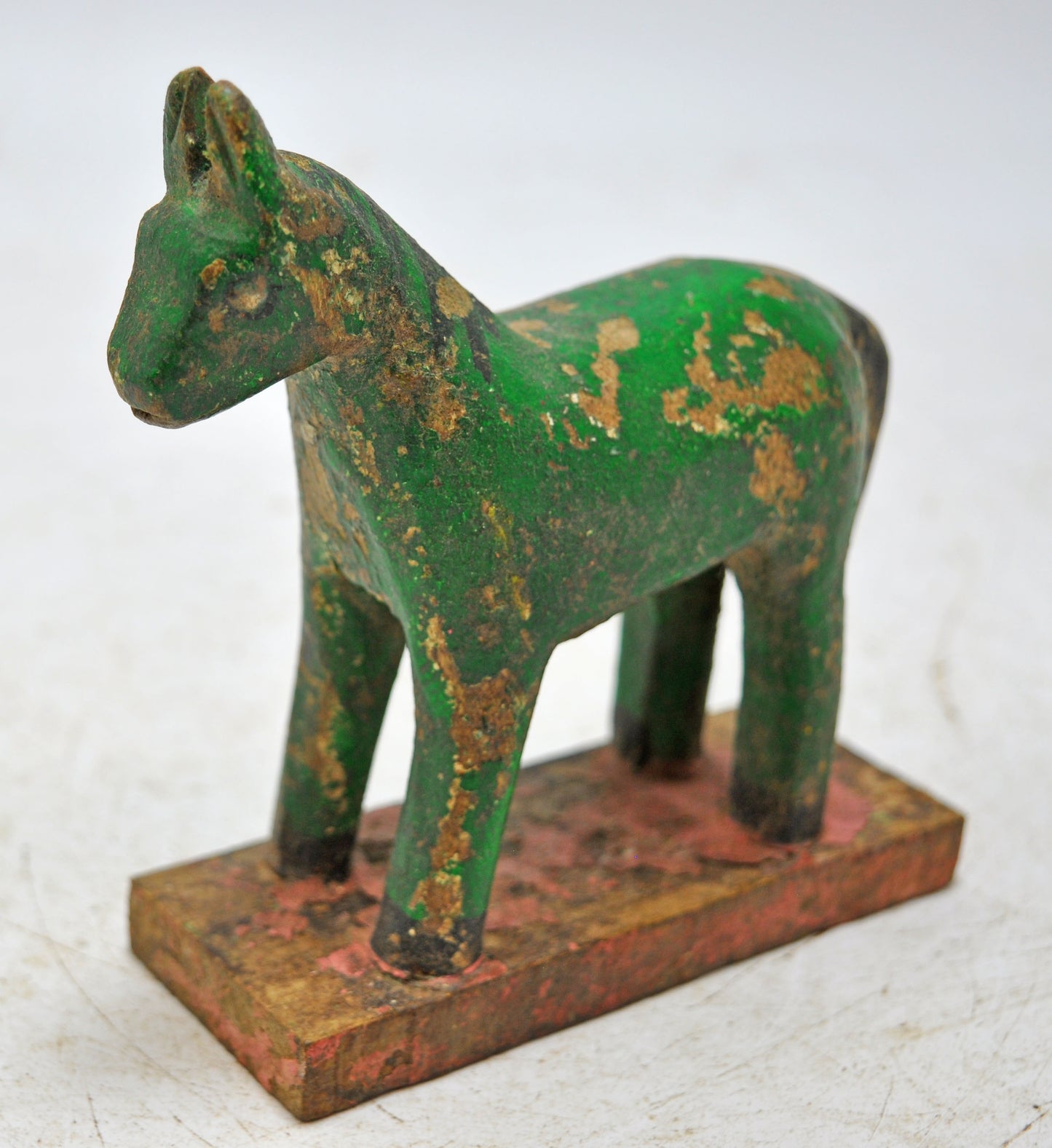 Hand Carved Wooden Small Size Standing Horse Figurine Rustic Hand Painted