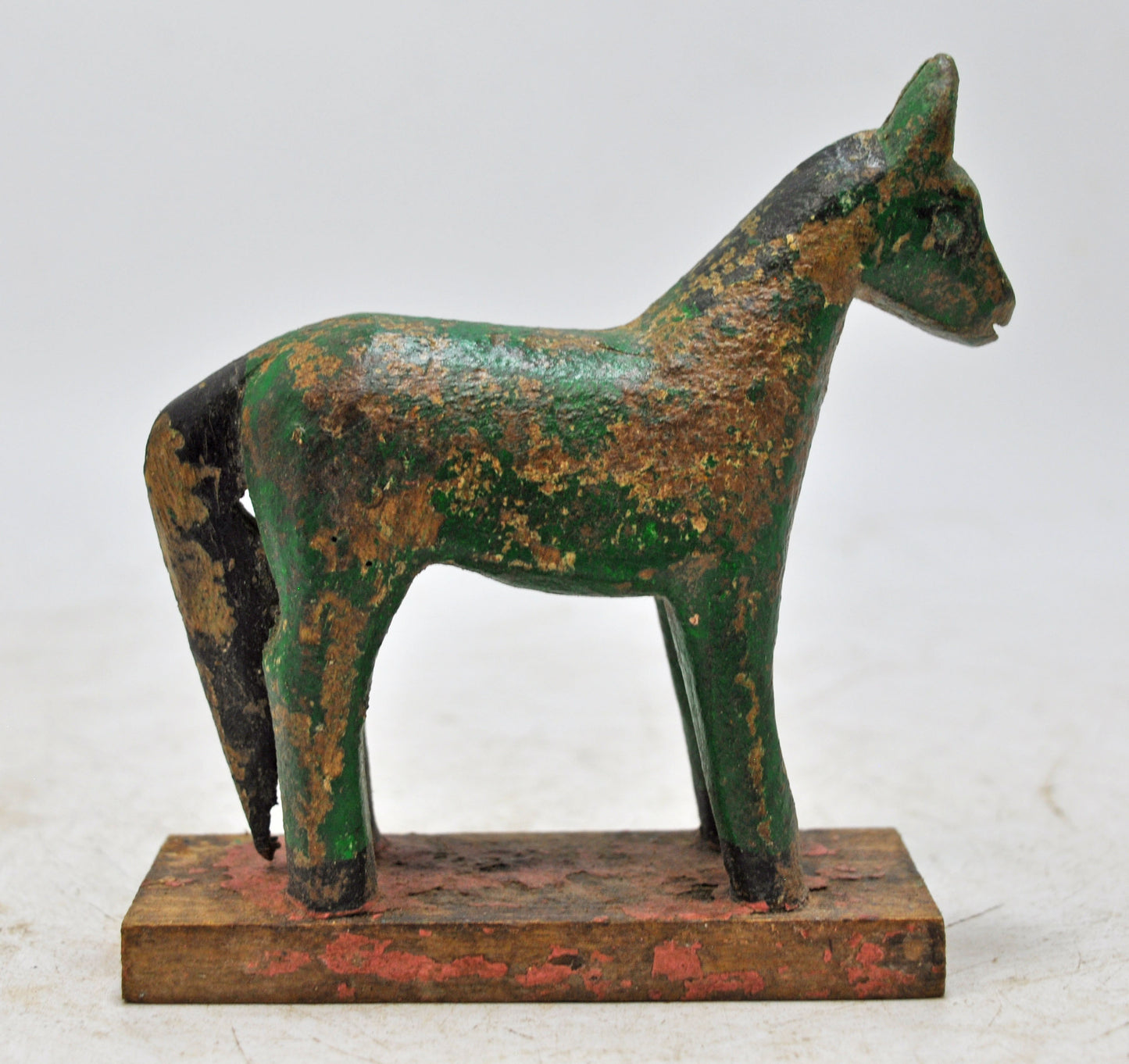 Hand Carved Wooden Small Size Standing Horse Figurine Rustic Hand Painted