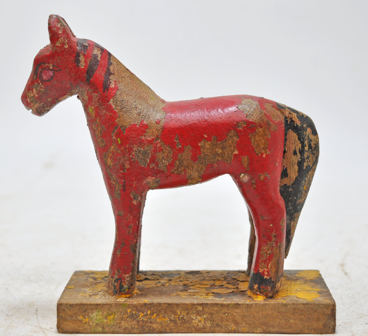 Hand Carved Wooden Small Size Standing Horse Figurine Rustic Hand Painted