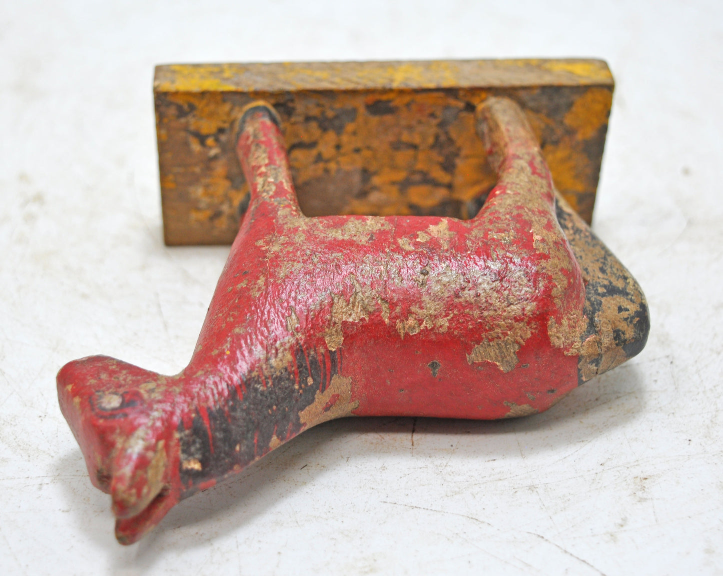 Hand Carved Wooden Small Size Standing Horse Figurine Rustic Hand Painted