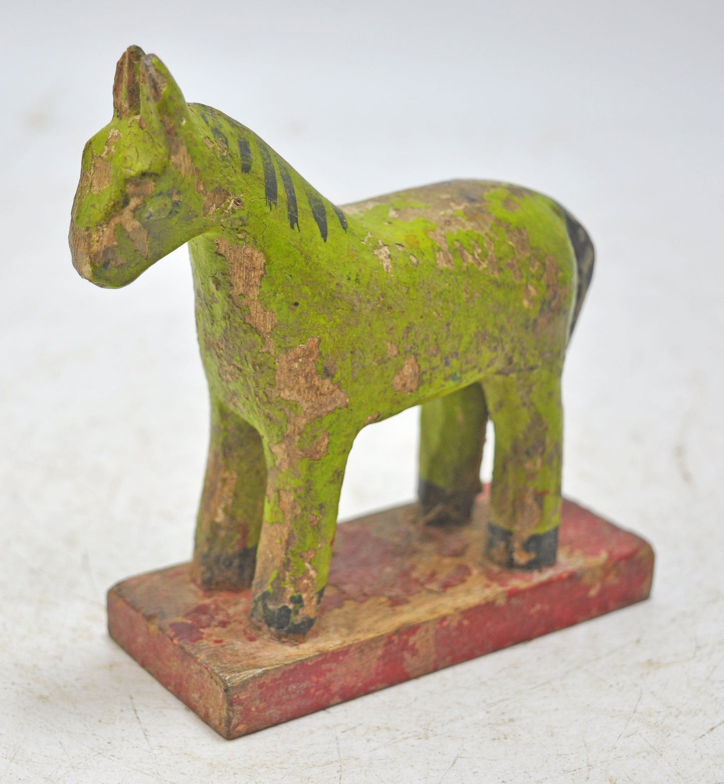 Hand Carved Wooden Small Size Standing Horse Figurine Rustic Hand Painted