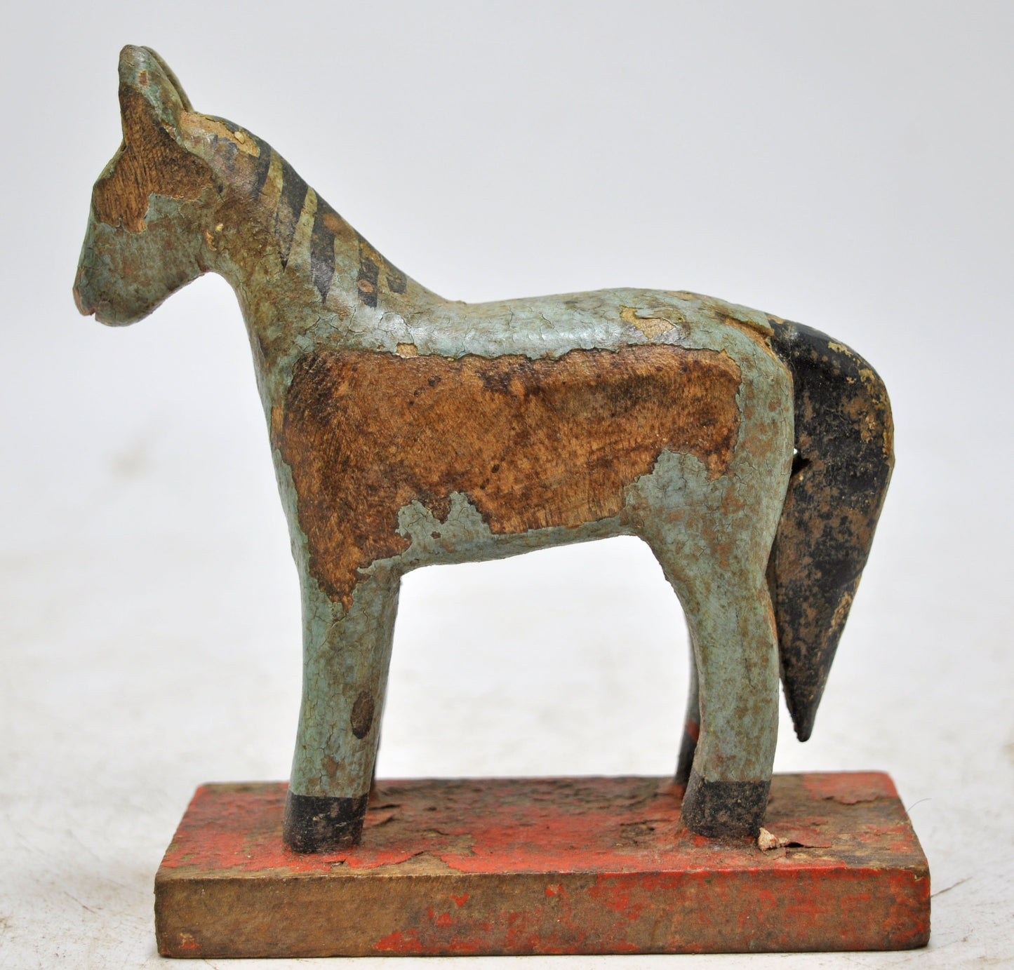 Hand Carved Wooden Small Size Standing Horse Figurine Rustic Hand Painted