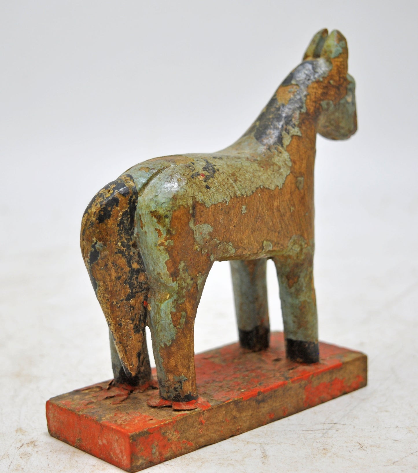 Hand Carved Wooden Small Size Standing Horse Figurine Rustic Hand Painted