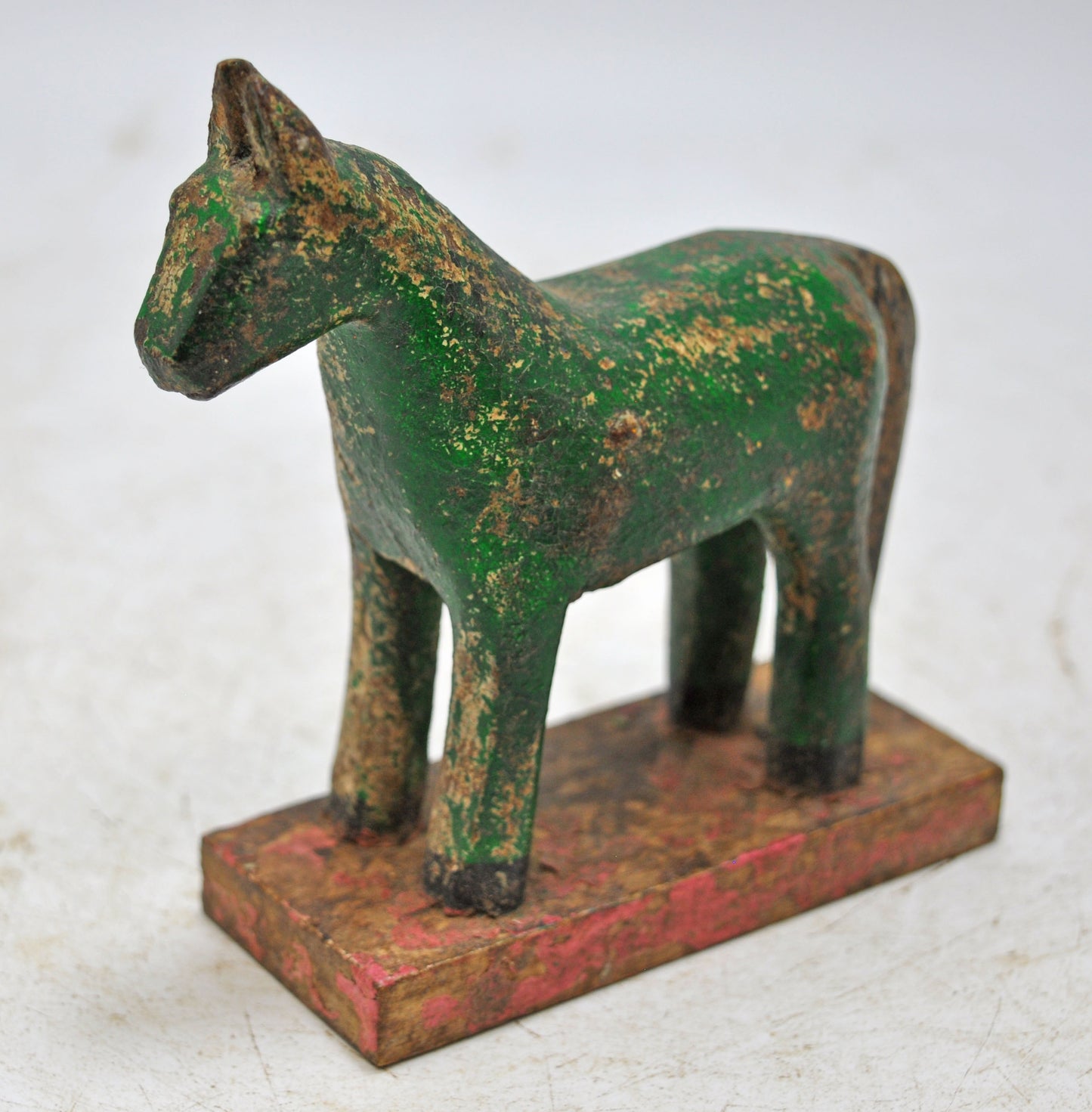 Hand Carved Wooden Small Size Standing Horse Figurine Rustic Hand Painted