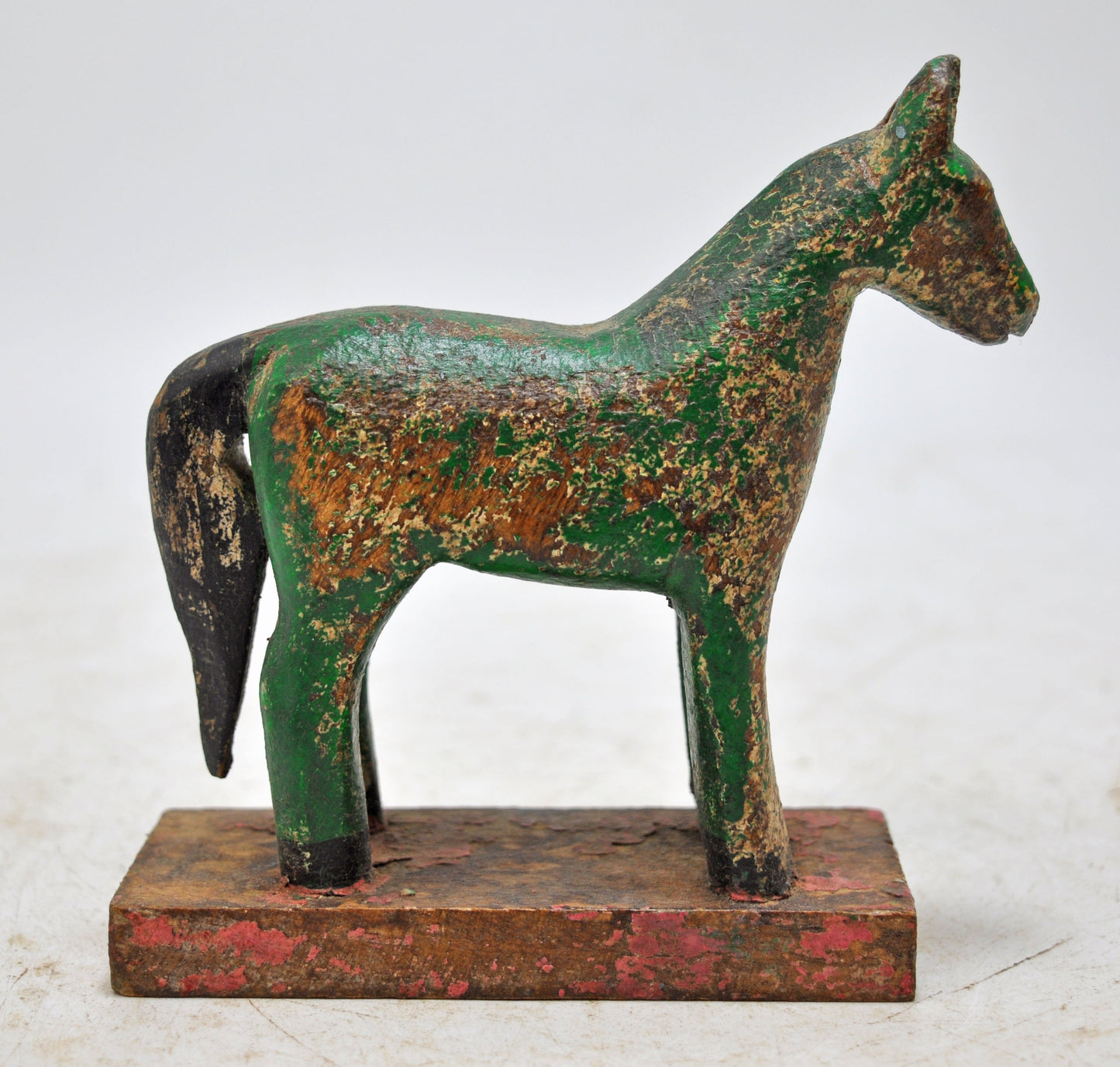 Hand Carved Wooden Small Size Standing Horse Figurine Rustic Hand Painted