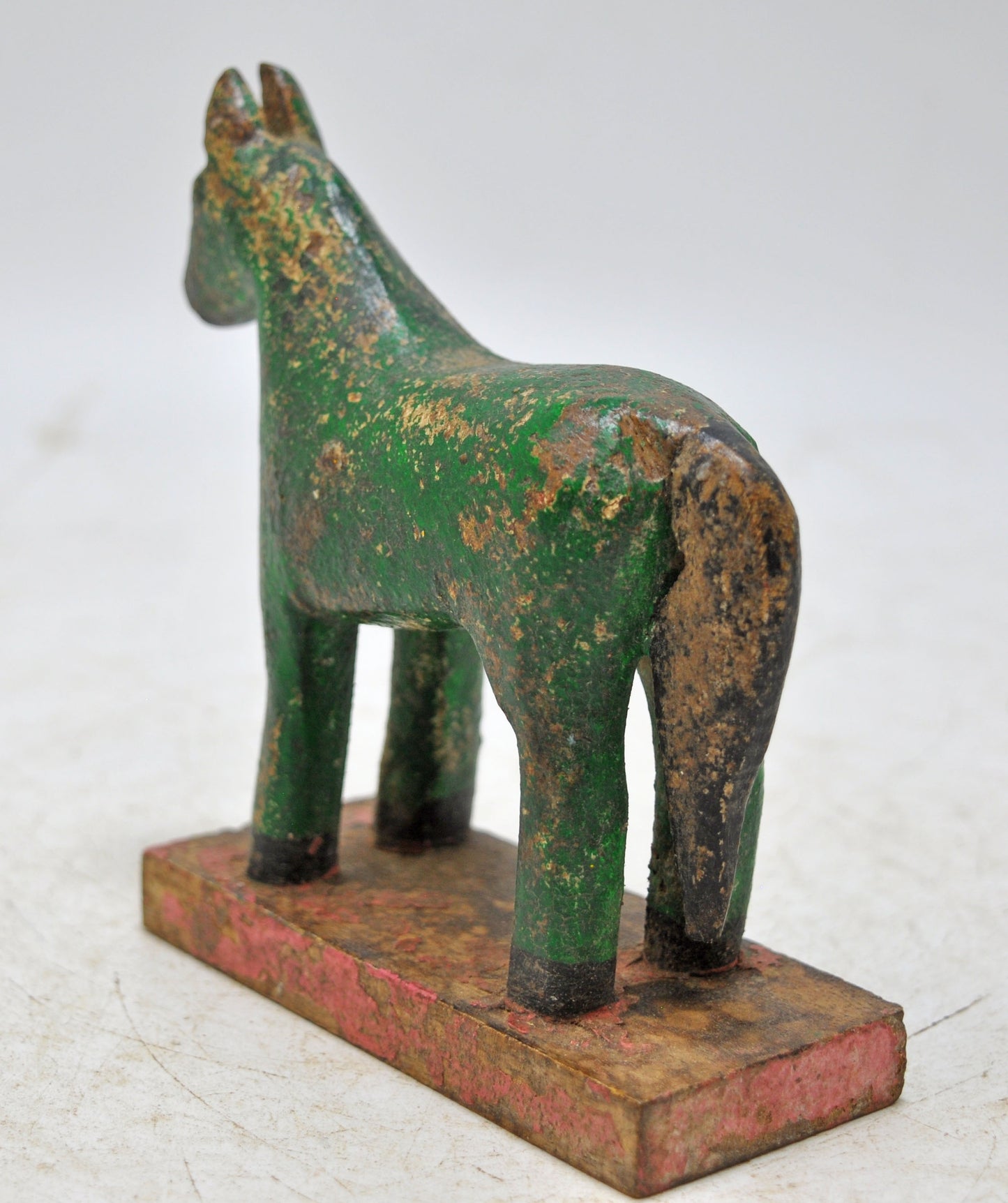 Hand Carved Wooden Small Size Standing Horse Figurine Rustic Hand Painted