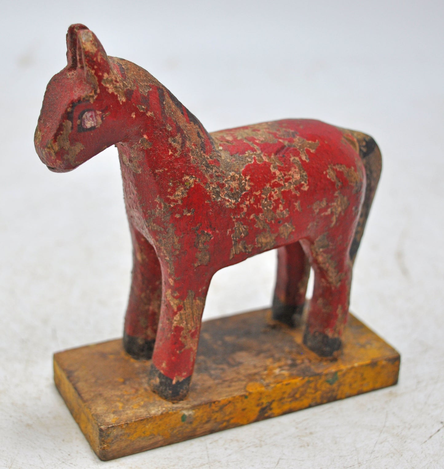 Hand Carved Wooden Small Size Standing Horse Figurine Rustic Hand Painted