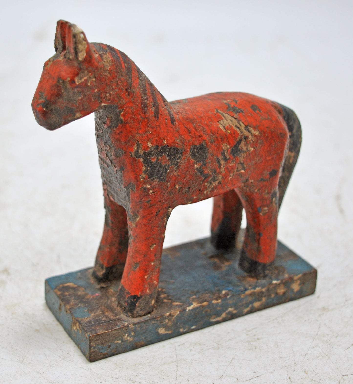 Hand Carved Wooden Small Size Standing Horse Figurine Rustic Hand Painted