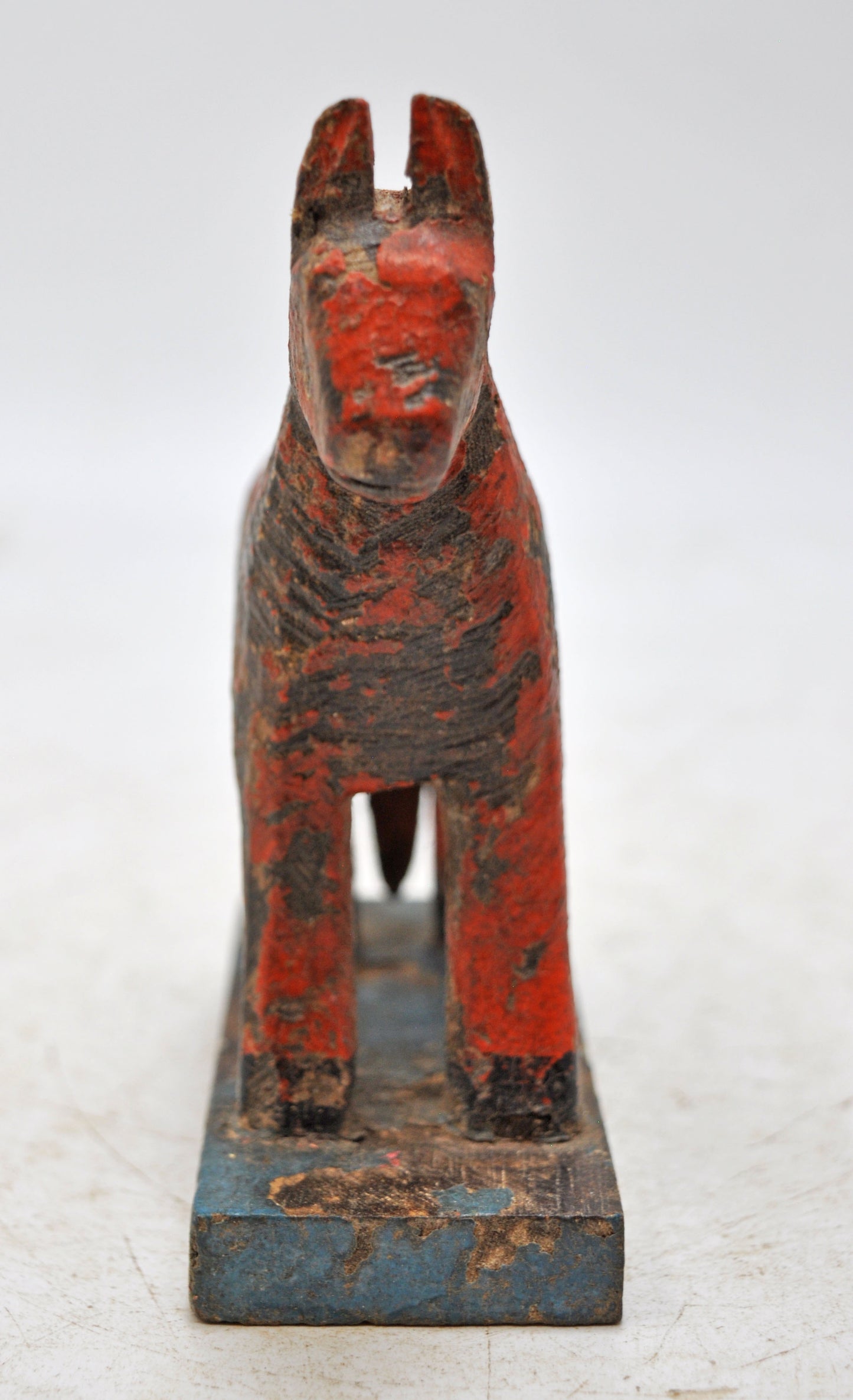 Hand Carved Wooden Small Size Standing Horse Figurine Rustic Hand Painted